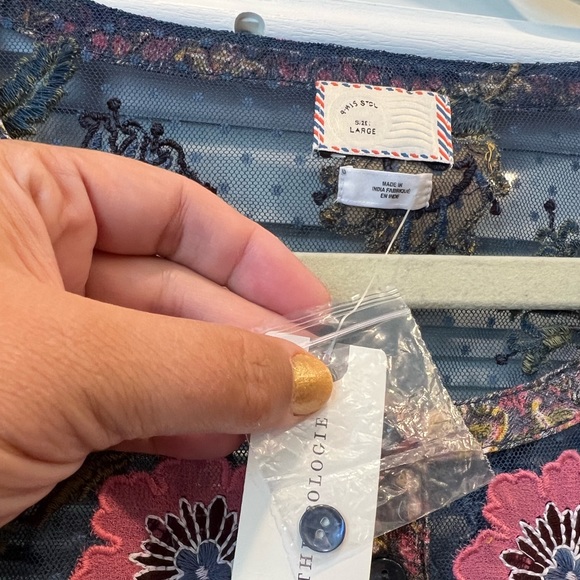 NWT Anthropologie Cuitadella top size Large; lace overlay embroidered flowers - Picture 10 of 16